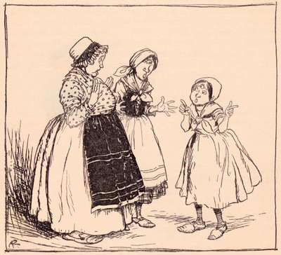 Now I know why that stuck-up thing there does not eat. Illustration by Arthur Rackham from Grimm