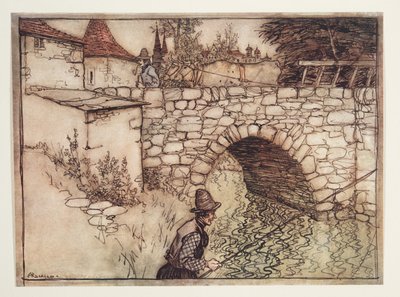 Once upon a time a poor Peasant, named Crabb, was taking a load of wood drawn by two oxen to the town for sale by Arthur Rackham