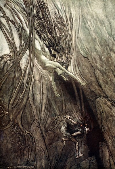 Seize the Despoiler! Rescue the Gold! Help Us! Help Us! Woe! Woe!, 1910 by Arthur Rackham