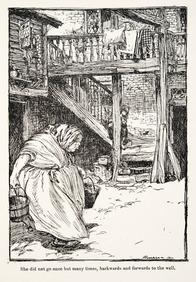 She Did Not Go Once but Many Times, Backwards and Forwards to the Well, from The Fairy Tales of the Brothers Grimm, pub. 1909 by Arthur Rackham