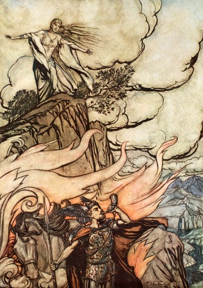 Siegfried Leaves Brunnhilde in Search of Adventure by Arthur Rackham