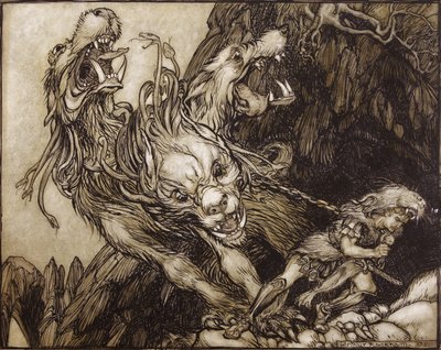 The Twelfth Labour of Hercules, Illustration from The Greek Heroes by B.G. Niebuhr by Arthur Rackham