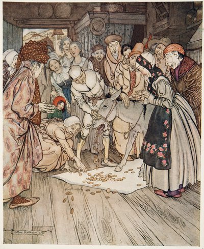The Wishing Table, the Gold Ass and the Cudgel in the Knapsack by Arthur Rackham