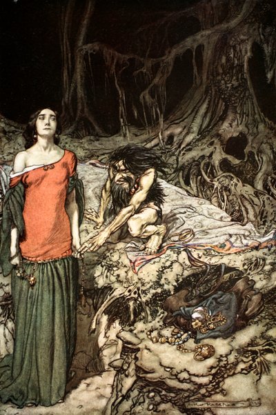 The Wooing of Grimhilde, the Mother of Hagen by Arthur Rackham