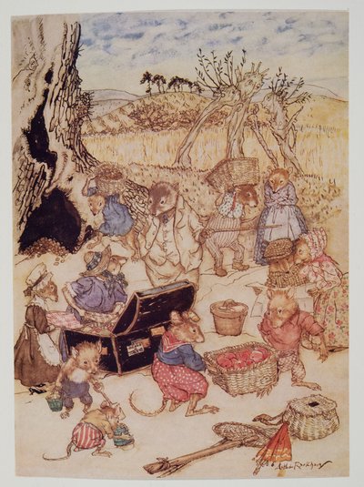Today, however, though they were civil enough, the field-mice and harvest-mice seemed preoccupied, from Wind in the Willows by Kenneth Grahame, pub. 1940 by Arthur Rackham