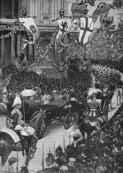 Marriage of the Duke of York: the royal procession passing St Paul