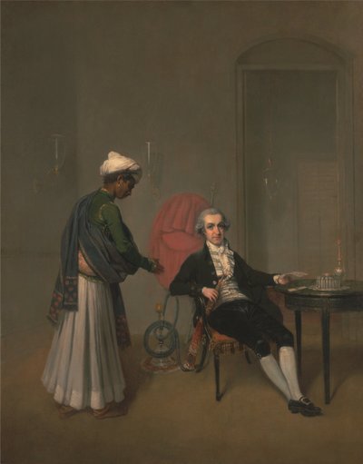 Portrait of a Gentleman, Possibly William Hickey, and an Indian Servant by Arthur William Devis