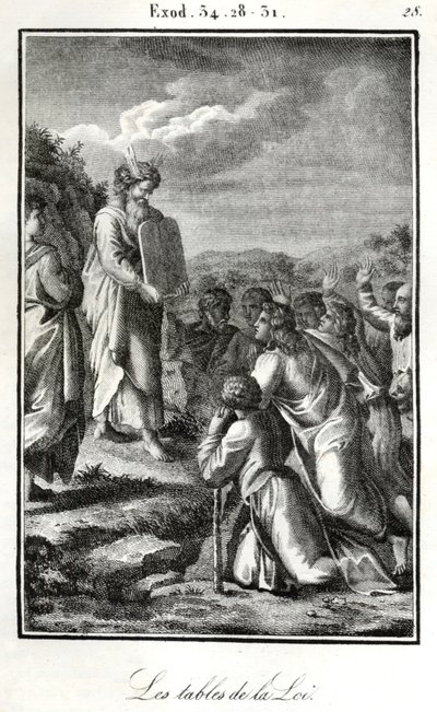 Bible, Moses Showing the Two Tablets with the Ten Commandments by Artist Unknown