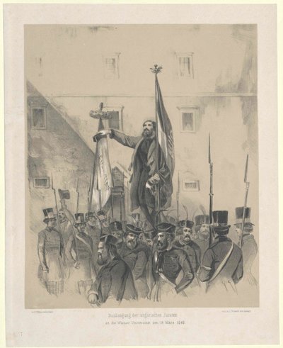 Expression of thanks of the Hungarian jurats at the Viennese university on 16th March 1848 by Artist Unknown