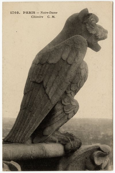 Gargoyle or Chimera of the Notre Dame Cathedral, Paris - Postcard, Selva Collection by Artist Unknown