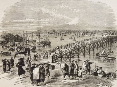 Japan (19th century). City of Edo, crossed by Toniak river (engraving) by Artist Unknown