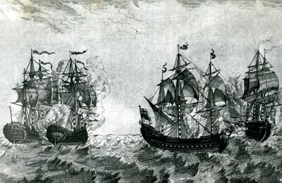 Le Maure approaching the Ruby: The Achilles fighting the Royal Oak by Artist Unknown