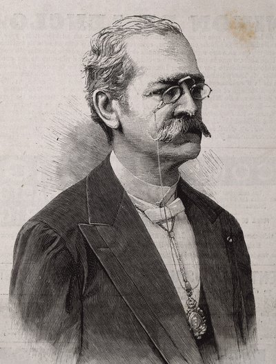 Ricardo Palma (1833-1919). Peruvian Author, Scholar, Librarian and Politician. Engraving by Artist Unknown