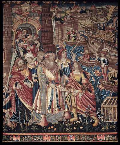 The Portuguese Navigator Vasco da Gama Arrives in Calicut, India, 1498 (detail, tapestry) by Artist Unknown