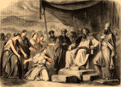 The daughters of Zelophehad before Moses by Artist Unknown