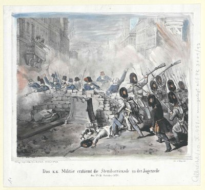 The K. K. Military Storm the Sternbarricade in the Jaegerzeile on 28th October 1848 by Artist Unknown