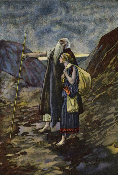 The blind Oedipus being led by his daughter Antigone by Artus Scheiner