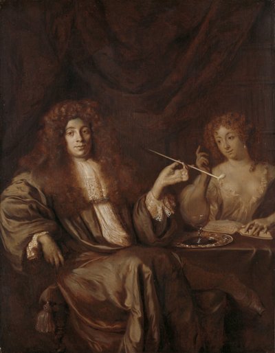 Portrait of Hadriaan Beverland with a Prostitute by Ary de Vois (attributed to)