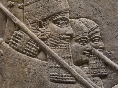 King Ashurnasirpal II during a royal lion hunt by Assyrian