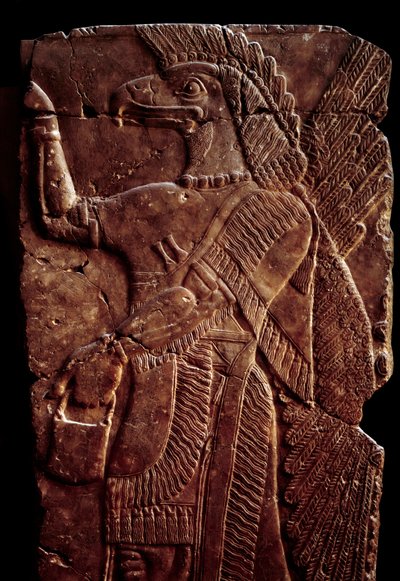 Oriental Antiquities: Detail of an Alabaster Relief Representing a Protective Genie with a Man
