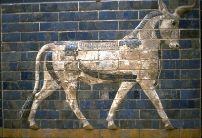 The Ishtar Gate, Babylon. Relief of Bull, 6th Century BC by Assyrian