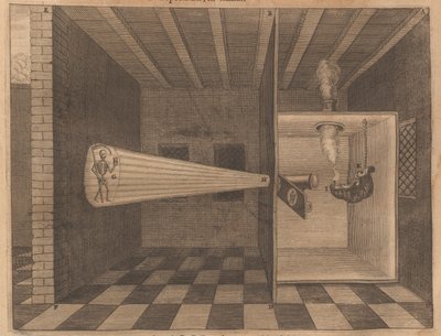 Magic lantern showing Death from Ars Magna Lucis, 1671 by Athanasius Kircher