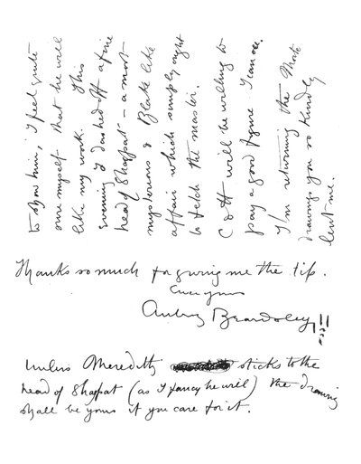 2nd Page of Autograph Letter to Frederick Evans by Aubrey Beardsley