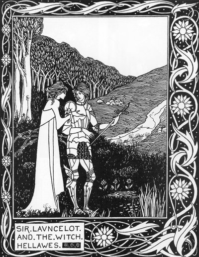Sir Launcelot and the Witch Hellawes (Illustration by Aubrey Beardsley from Thomas Malory