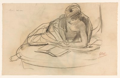 Resting Model, Reading on a Sofa by August Allebe