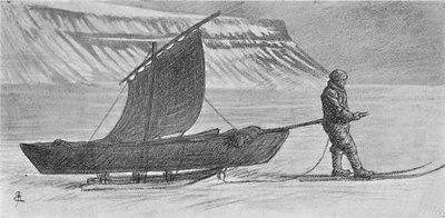 A Sail with Sledges, South of Cape Richthofen, 6 June, 1896 by August Eiebakke