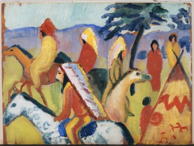 Riding Indians by the Tent by August Macke
