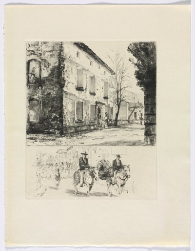 Frédéric Mistral: Memoirs and Stories by Frédéric Mistral: Building, Figures on Horse (insert after p. 224) by Auguste Brouet