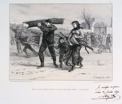 Collecting firewood, Siege of Paris, Franco-Prussian War by Auguste Bry