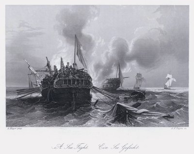 A Sea Fight by Auguste Etienne Francois Mayer