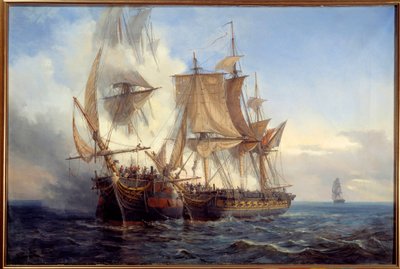 Battle between the Bellona and Lord Nelson by Auguste Etienne Francois Mayer