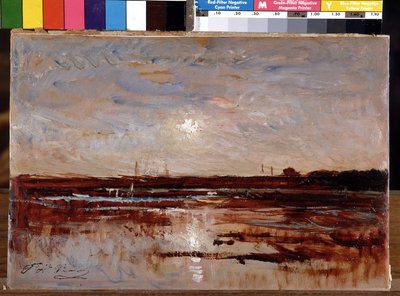 Sunset on a Pond by Auguste Francois Ravier