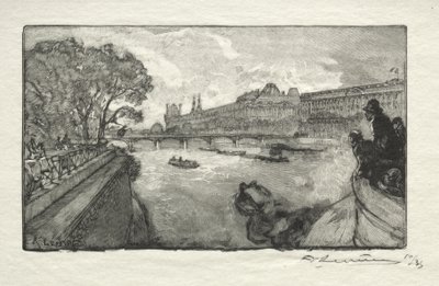 The Louvre, View from the Pont Neuf by Auguste Louis Lepère