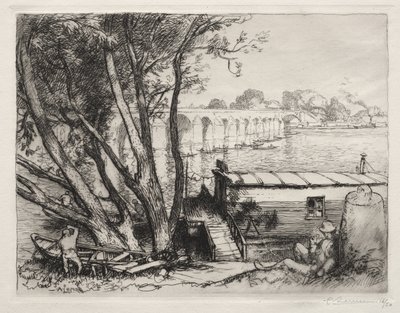 The Bridge of Poissy by Auguste Louis Lepère