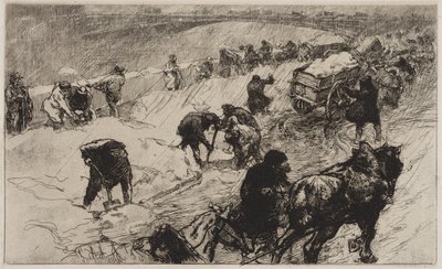Snowball Fight: Quai aux Fleurs by Auguste Louis Lepère
