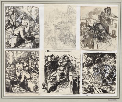 Defense of a Village after Charleroi by Auguste Louis Lepère