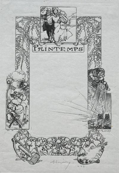 Paris Almanac, 1897: Decorative Border, Spring by Auguste Louis Lepère