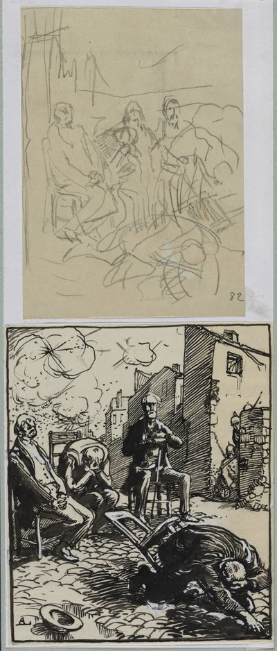 Three Hostages Sitting by Auguste Louis Lepère