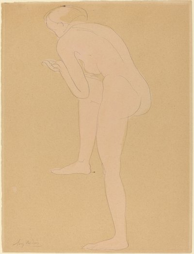 Figure Bending Forward with Right Knee Raised by Auguste Rodin