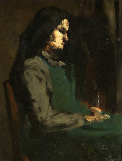 Woman with a Green Apron by Auguste Theodule Ribot