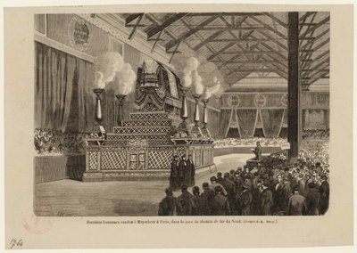 Last honors to Giacomo Meyerbeer in Paris, at the Northern Railway Station on May 6, 1864, ca 1864 by Auguste Victor Deroy