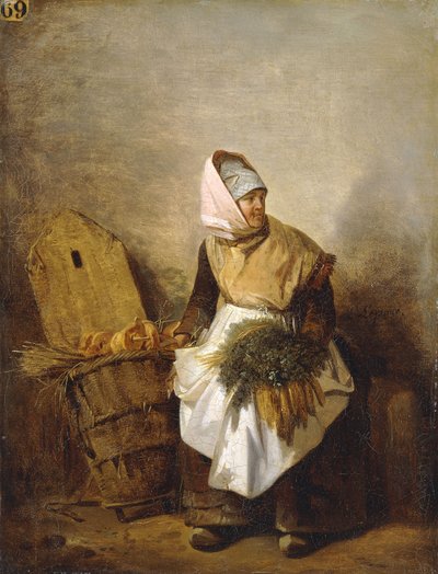A Peasant Woman with Vegetables and Bread by Auguste Xavier Leprince
