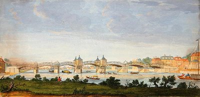 Perspective View of Hampton Court Bridge Crossing the River Thames, engraved by Charles Grignion by Augustin (after) Heckel