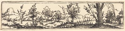 Landscape with Six Single Trees and Three Small Farm-Houses by Augustin Hirschvogel