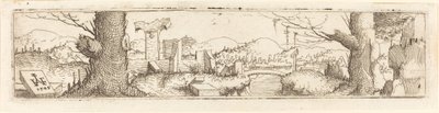 Landscape with a Brook and Ruins by Augustin Hirschvogel