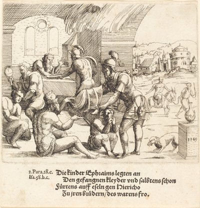 The Men of Ephraim Care for their Captives and Return Them to Jerico by Augustin Hirschvogel